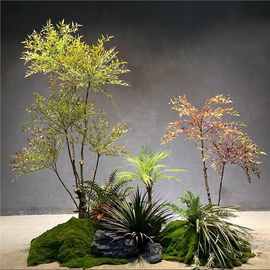 仿真绿植北欧风仿生绿植南天竹盆栽室内橱窗落地造景装饰绿植