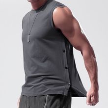 大码300斤美式潮牌排扣设计无袖t恤男装夏季宽松纯色运动健身背心
