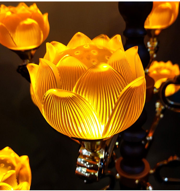 厂家直销琉璃莲花灯插电佛堂寺庙落地发型佛灯佛前供灯长明灯