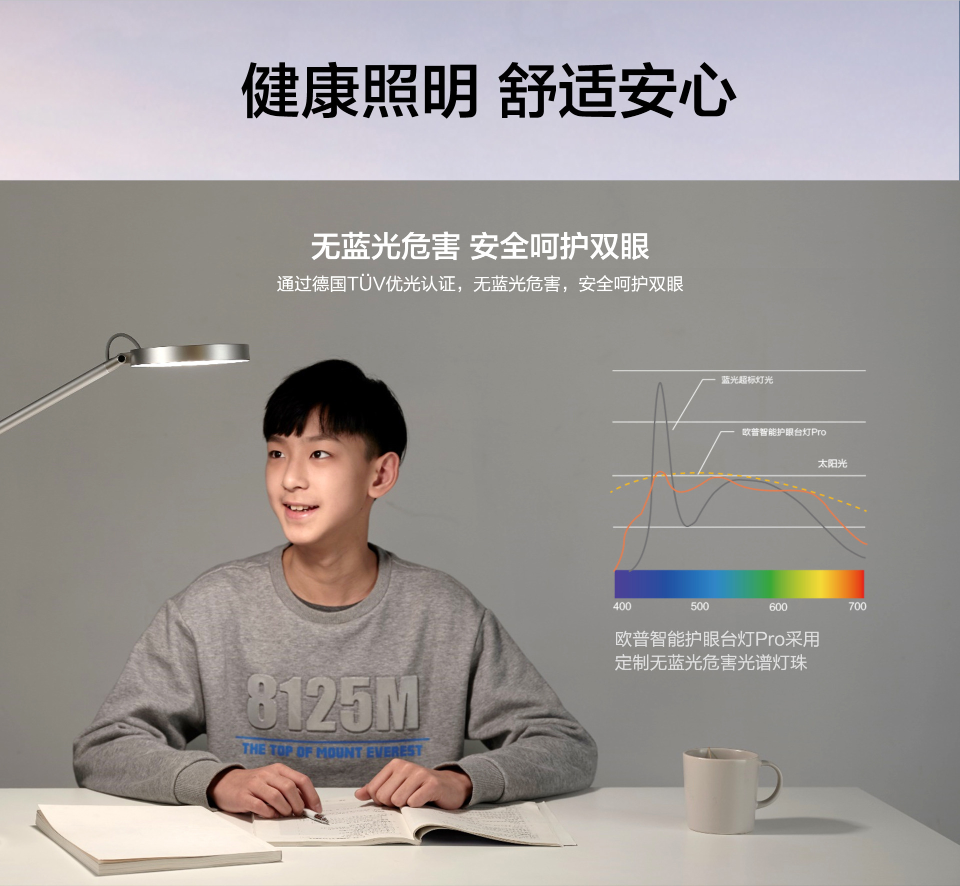 华为智选欧普智能护眼台灯pro保护视力自动调光适用学生读写台灯