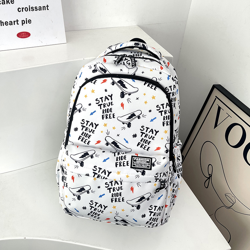 ins style schoolbag female junior high school student good-looking printing girls backpack travel hand-carrying backpack