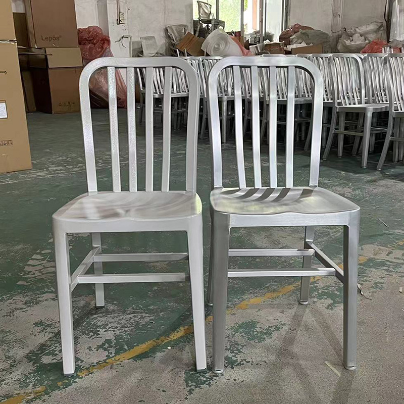 工业风铝椅现代简约餐厅餐椅户外海军椅美式金属方管椅子外贸出口