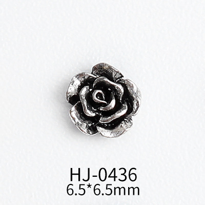 Manicure Retro Alloy Camellia Rose Metal Texture Ornament Dark Series Punk Flowers Nail Ornament