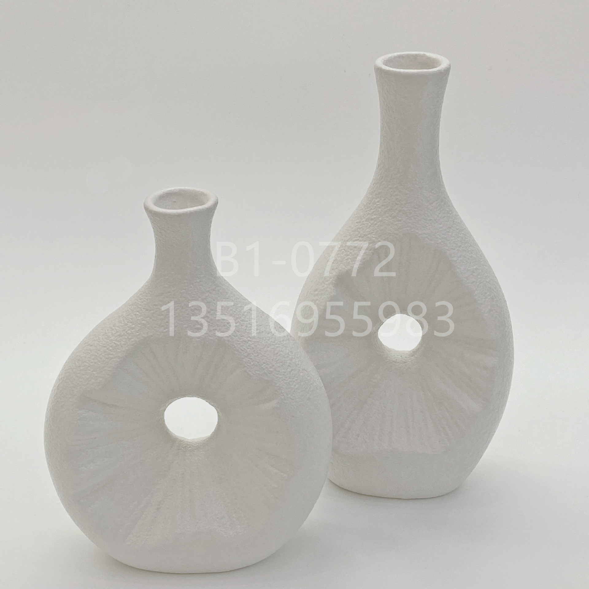 Simple Nordic Ceramic Vase Ins Style White Ceramic Flowerpot Modern Flower Arrangement B & B Office Desk Decoration