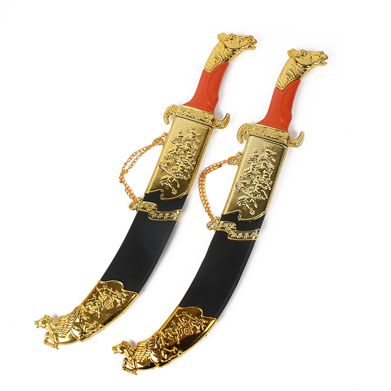 电镀马头刀厂家批发成吉思汗蒙古刀特色马头弯刀工艺品地摊热卖