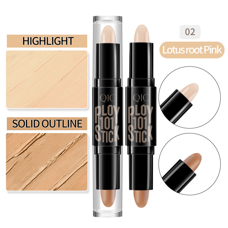 Qic Concealer Double-Headed Contour Stick Three-Dimensional Face Brightening Highlighter V Face Finishing Shading Powder Cosmetics Wholesale