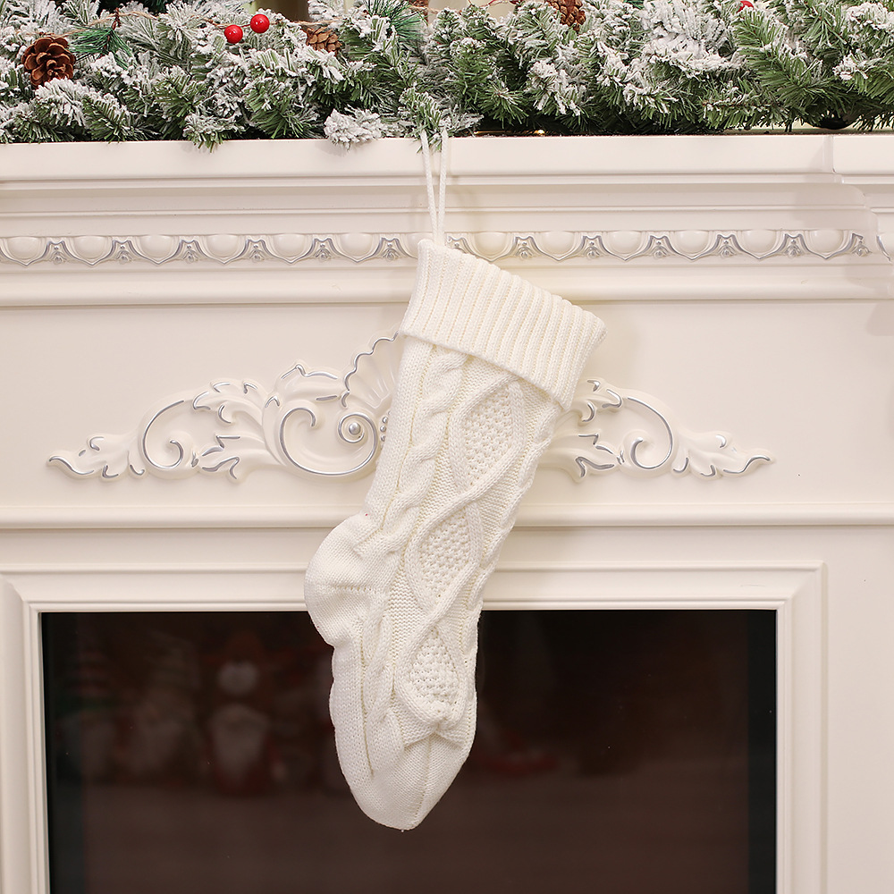 Cross-Border New Striped Knitted Elastic Decorative Socks High-End Woolen Yarn Socks Christmas Tree Pendant Kindergarten Gifts Wholesale