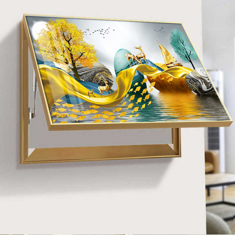 电表箱装饰画烤瓷镶钻晶瓷画简约配电箱开关挂画遮挡电源电闸盒