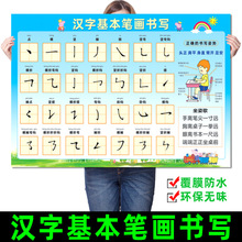 小学汉字基本笔画书写挂图墙贴语文笔顺笔画规则表认字识字表海报