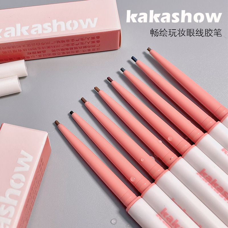 Kakashow Eyeliner Waterproof Sweat-Proof Not Easy to Smudge Painting Smooth Color Rendering Extremely Fine Inner Eye Color Wire Glue Pen