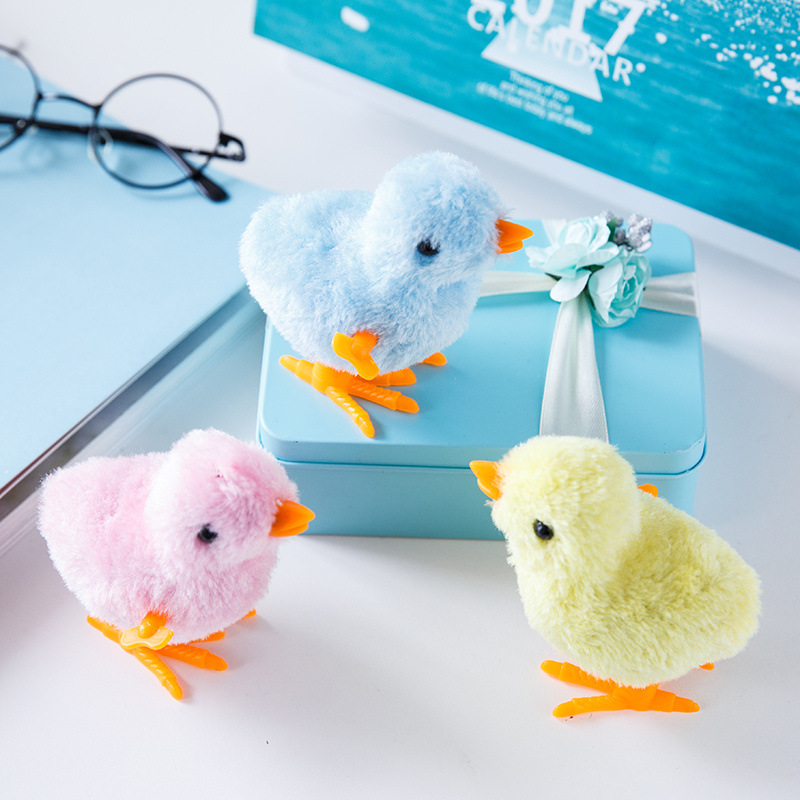 Internet Celebrity Jumping Cute Simulation Clockwork Winding Plush Chicken Toy Moving and Running Baby Children's Puzzle