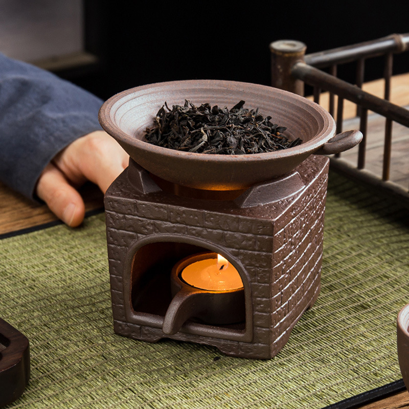 粗陶烤茶炉粗陶焙茶炉陶瓷醒茶器提香暖茶熏茶罐烤茶器点炭小型