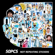 50张梅西阿根廷2022世界杯足球冠军涂鸦贴纸笔记本电脑滑板防水贴