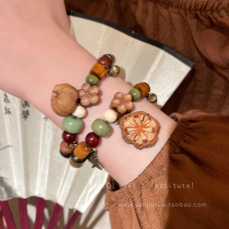 bracelet special-interest artistic ethnic style bracelet unique beaded design bracelet vintage natural plant fruit bracelet for women