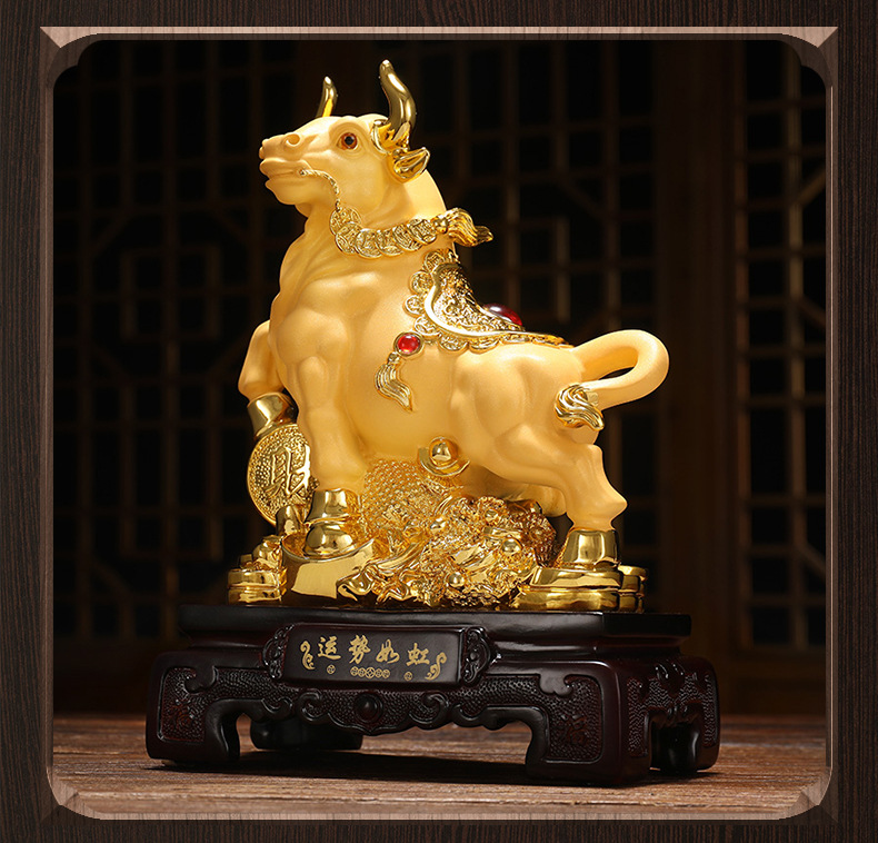 牛转乾坤摆件招财金牛客厅镇宅风水公司办公室桌面牛年生肖吉祥物