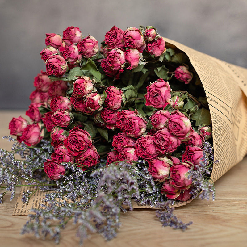 多头玫瑰干花夜市摆地摊真花束蔷薇浪漫泡泡家居客厅装饰ins鲜花