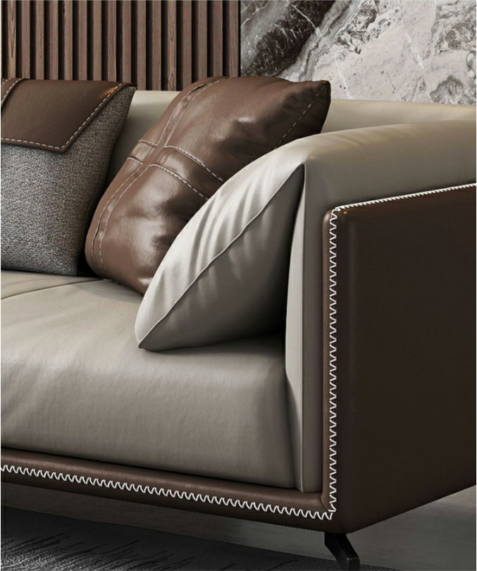 时尚休闲纳帕皮沙发现代简约家用转角贵妃沙发组合四人位客厅家具