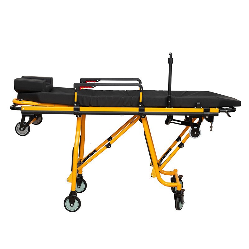 现货救援救护车担架 铝合金易清洗自动折叠上车担架 配备固定装置
