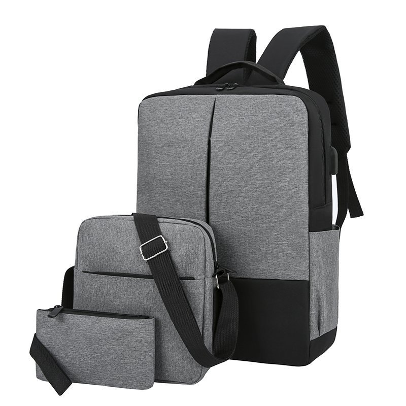 Factory Wholesale Backpack Three-Piece Set New Casual Men and Women Same Style Student Notebook Computer Schoolbag