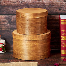 圆形木皮盒软树皮盒创意木质蛋糕食品包装盒散装茶叶木盒