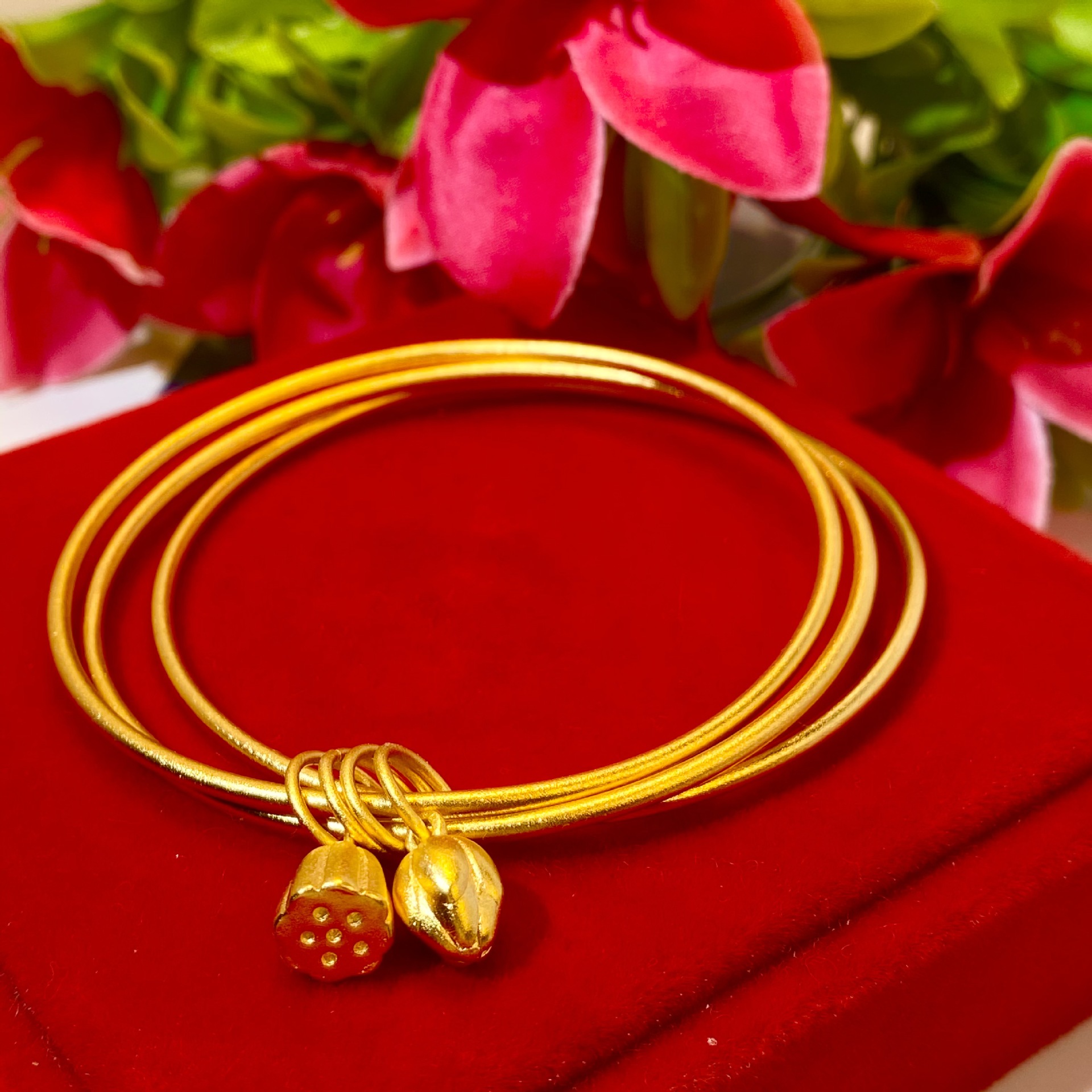 抖音黄金店同款三生三世莲蓬莲子手镯女真空电镀铜沙金手环不掉色