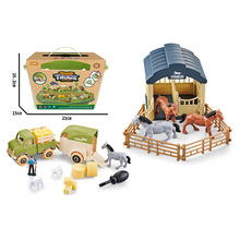 跨境儿童拼装拧螺丝农夫车DIY拆卸工程车仿真牧场过家家益智玩具