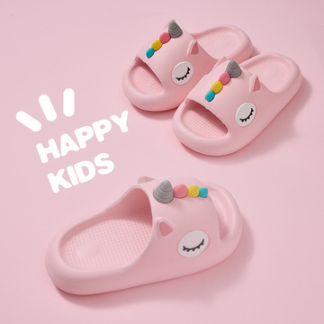 新款卡通可爱女孩公主彩虹马儿童拖鞋居家室内防滑亲子凉拖鞋大童