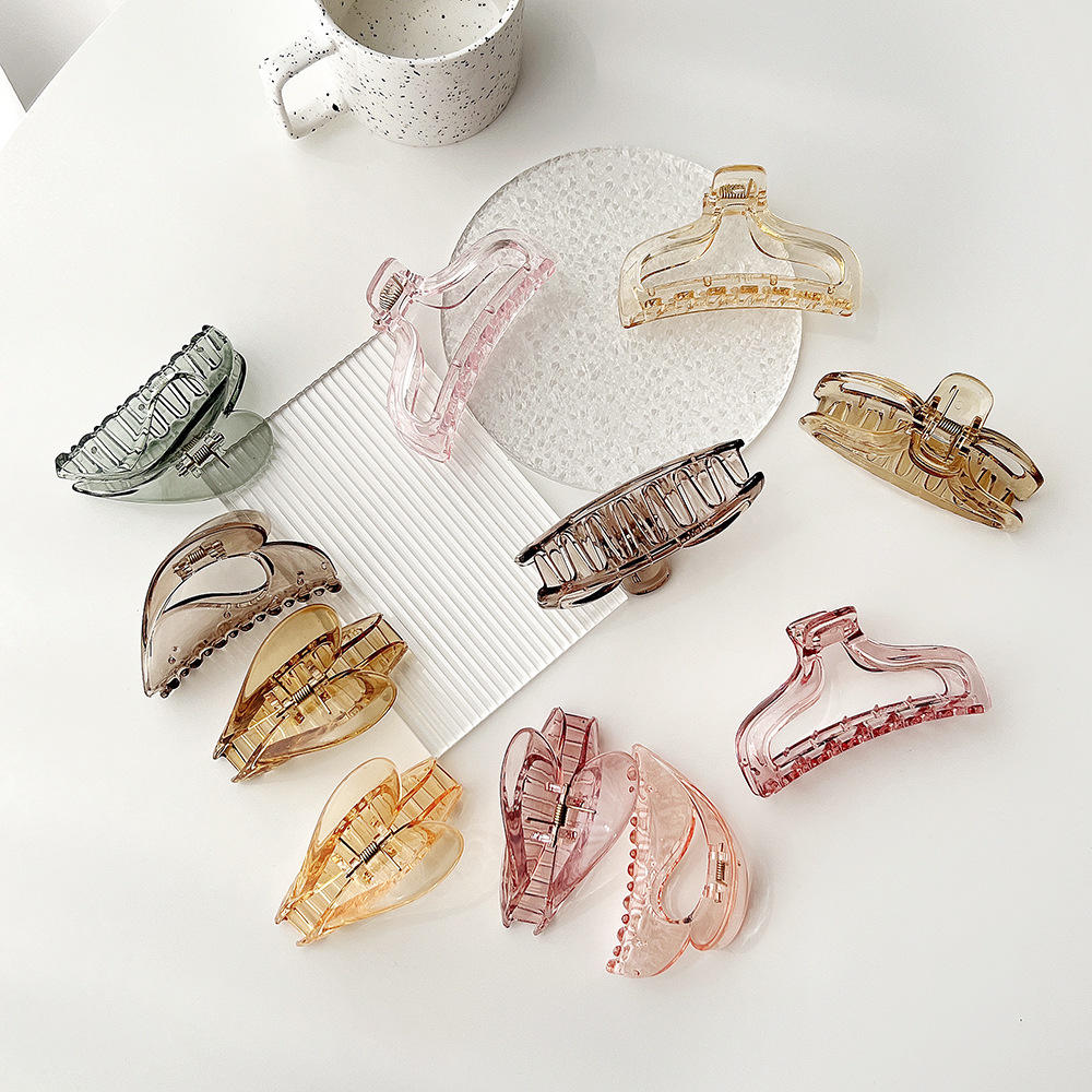 网红气质透明抓夹女 韩国镂空鱼尾爱心发夹后脑勺盘发鲨鱼夹发饰