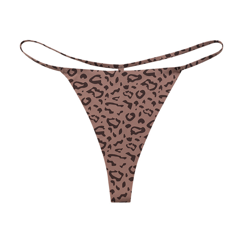Amazon Foreign Trade Sexy Leopard Print T-Back Women's Thin Strap Low Waist Hot Seductive Stretch Sexy T-Shaped Briefs