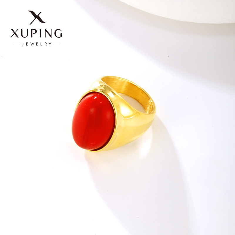 xuping jewelry european and american personalized ornament wholesale foreign trade cross-border alloy artificial gemstone red vintage ring for women