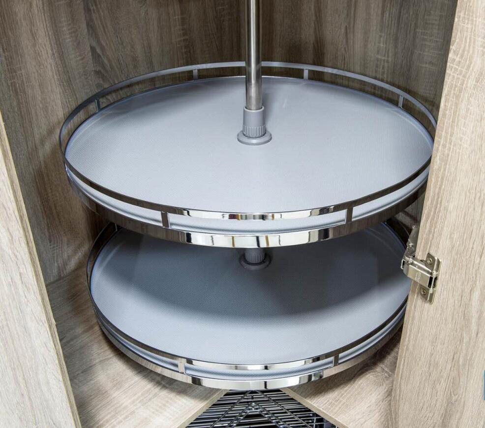 橱柜转角转270度转盘篮地柜拐角拉篮旋转篮置物圆形不锈钢置物架