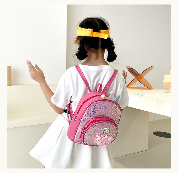 Kindergarten Schoolbag Little Girl Children Backpack 3-6 Years Old Big and Small Class Trendy Cute Sequined Princess Girl Backpack