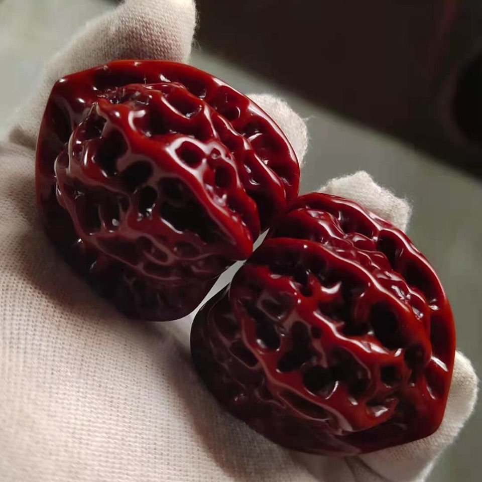 玉化包浆文玩核桃一对把玩麒麟纹官帽四座楼苹果园王勇机刷麻核