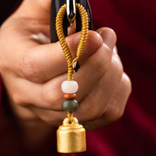 古法金黄铜秤砣汽车钥匙扣挂件创意个性男女铜钥匙链