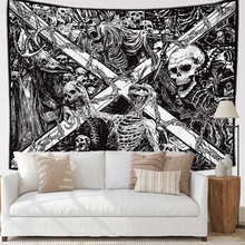 挂毯黑白骷髅艺术挂毯家居房间装饰挂布直播背景布床头挂毯