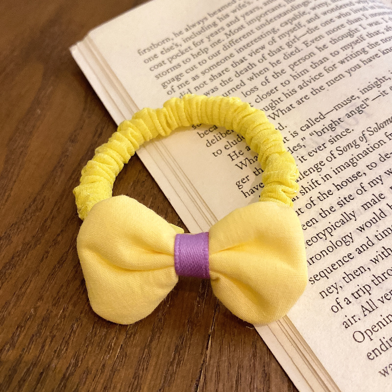 Fabric Bowknot Headband Hair Ring Flower Small Intestine Ring Hair Rope Rubber Band Girl Candy Color Jewelry Hair Accessories