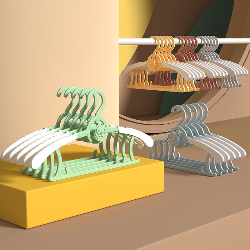 可伸缩糖果色儿童衣架新生婴儿晾衣架无痕可叠挂衣架防滑宝宝专用