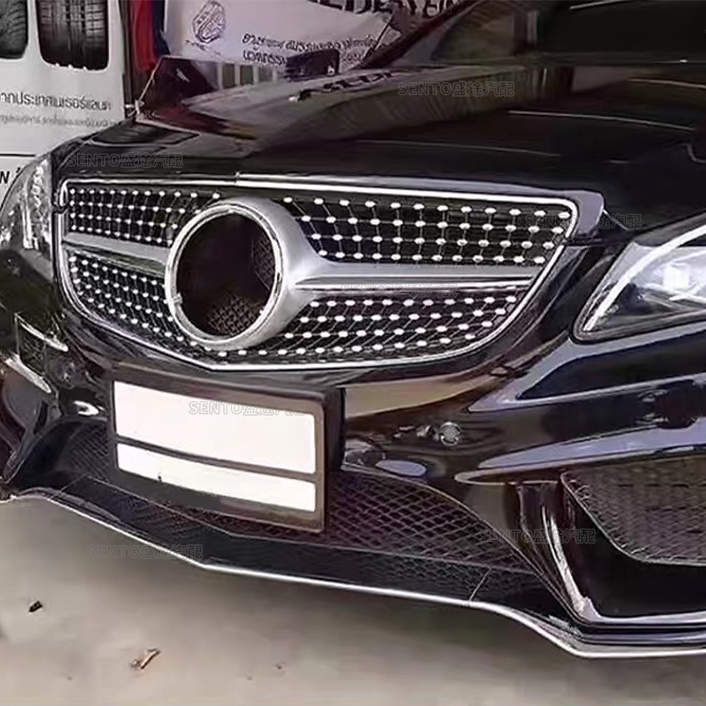 适用于2009-2015奔驰e级w212改装中网gt竖条满天星前杠进气栅格