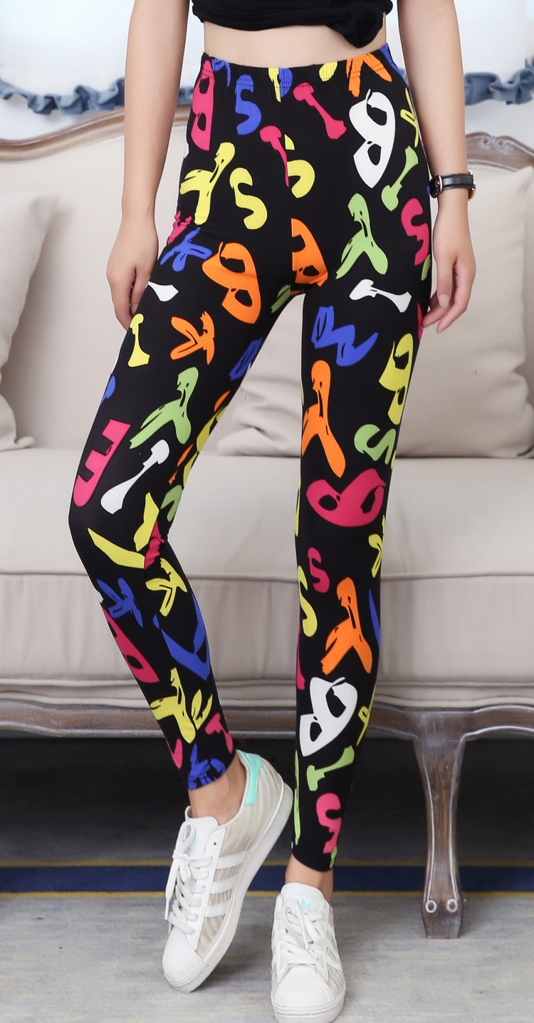 春秋薄款大弹力热销女裤外穿打底裤潮流显瘦花朵花裤柔软舒适大码