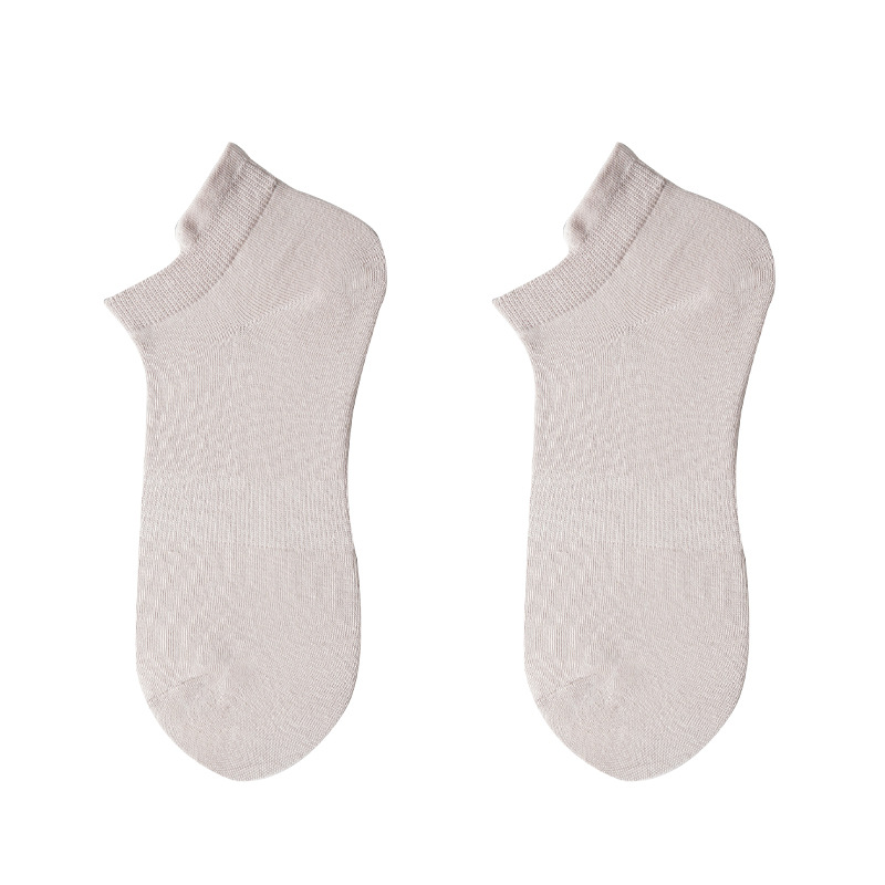 White Socks 200 Needles Men's Socks Summer Pure Cotton Sweat-Absorbent Breathable Boys Handle Waist Anti-Friction Boat Socks