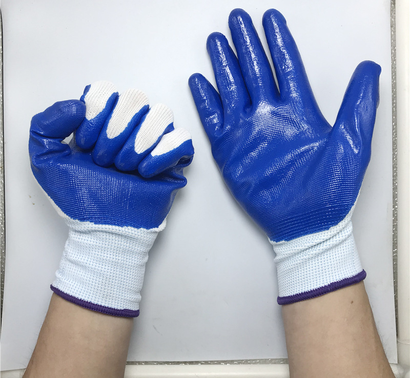 丁腈手套n518尼龙浸胶手套涂掌半胶手套丁青劳保手套批发手套丁晴