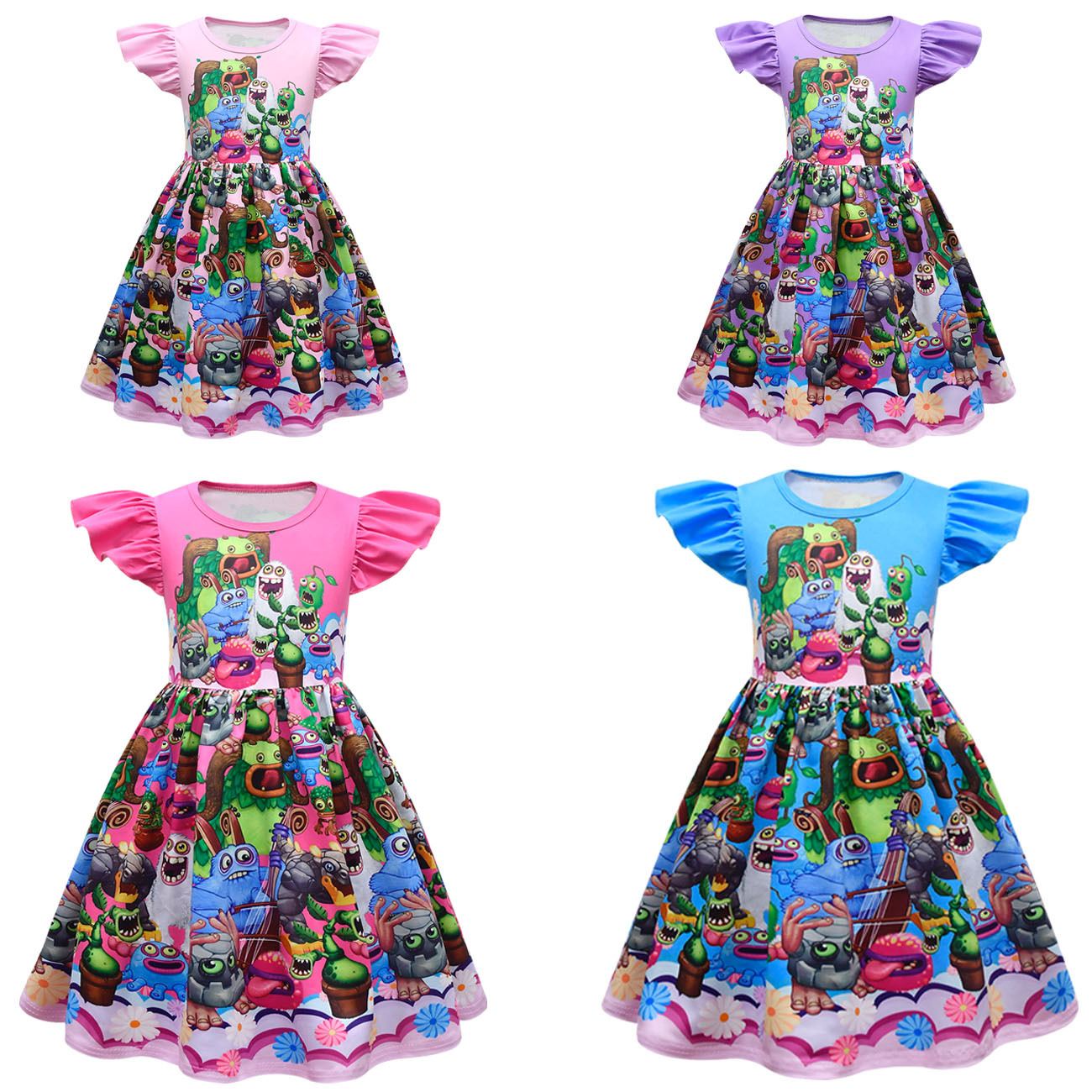 我的歌唱怪兽 my singing monsters 女童飞飞袖a字裙连衣裙 81386