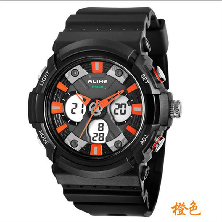 批发阿莱克 alike双机芯手表 男士夜光倒计时秒时尚户外运动腕表
