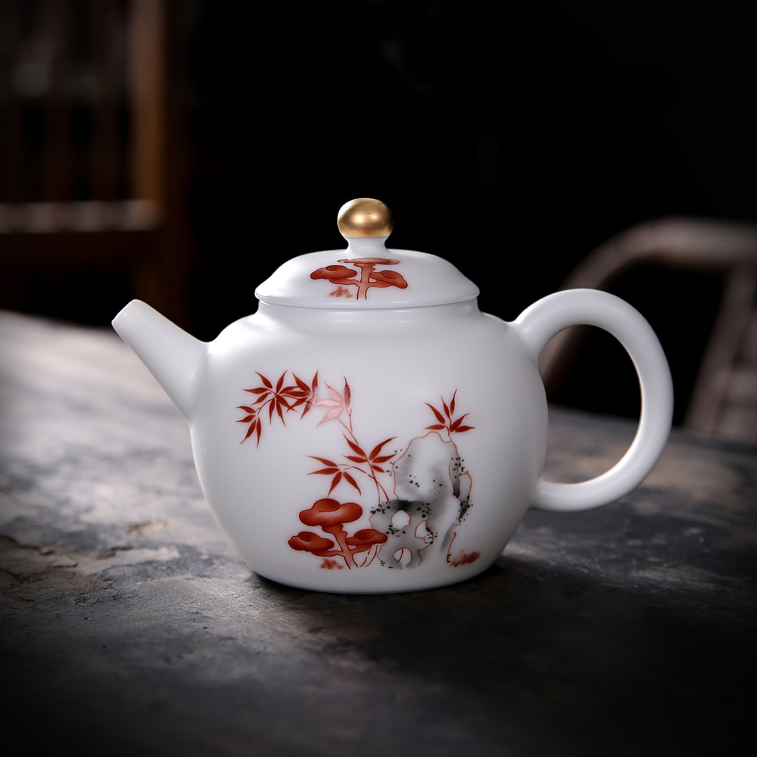 瓷语颠德化白瓷茶壶陶瓷家用办公功夫茶具泡茶壶带过滤单壶南瓜壶