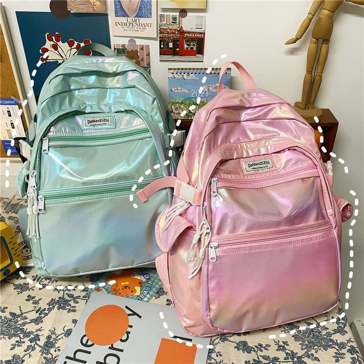 2021 Spring and Summer New Korean Style Ins Creative Trendy Personalized Gradient Color Laser High School Student Backpack Schoolbag