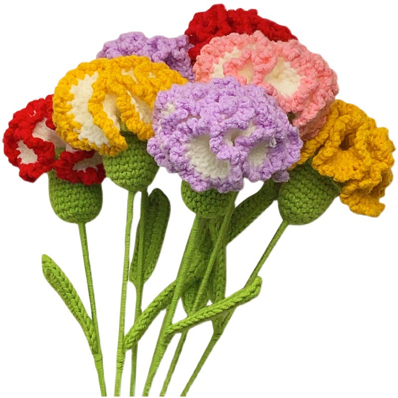 钩针花束成品手钩花钩织毛线编织花礼物送闺蜜母亲跨境厂家独立站