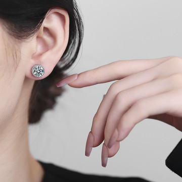 欧美公主圆包锆石耳钉女2克拉耳环批发厂家跨境耳饰品-阿里巴巴