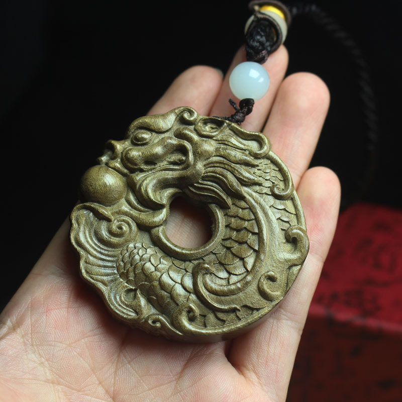 金丝楠阴沉木龙牌挂件 鱼化龙 九龙牌文玩工艺品雕刻木雕摆件