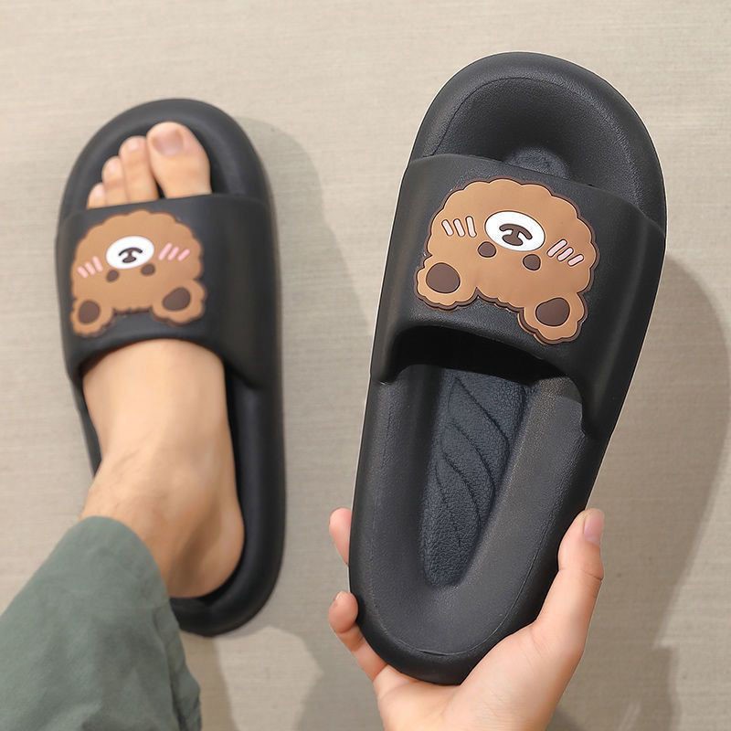 Slip-on Slippers Men's Outdoor Wear Home Bathroom Non-Slip Deodorant Soft Bottom Lightweight Couple Slippers Girls' Sandals