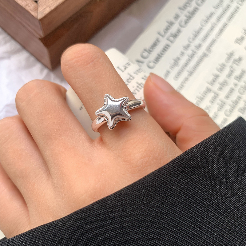 Zhiyun Five-Pointed Star 925 Sterling Silver Ring Female Fashion Ins Style Open Ring Small Fresh Niche Ring Does Not Fade